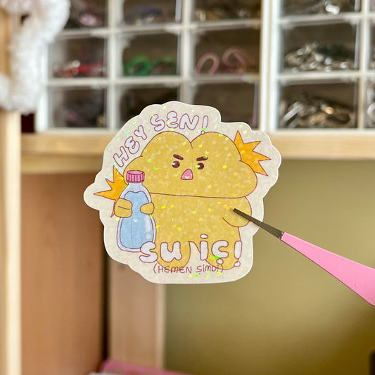 ‘Su iç! Hemen Şimdi!’ Hologramlı Sticker