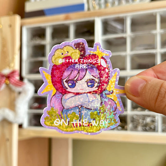 Whimsy Apple Girl Hologramlı Sticker