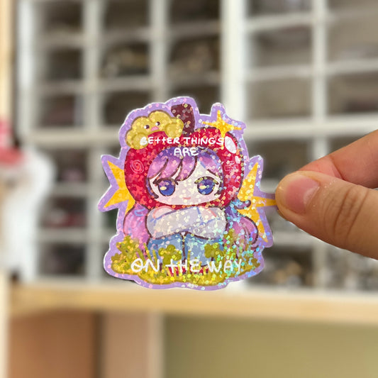 Whimsy Apple Girl Hologramlı Sticker